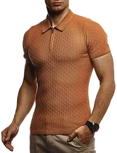 Leif Nelson Poloshirts Leif Nelson T Shirt Herren für Sports & Outdoor | T-Shirt Polokragen Feinstrick | Sportshirt Herren Kurzarm & Slim Fit Tshirt Herren | Manner Poloshirts | Activewear & Gym Shirt für Herren | LN-7315