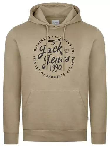 JACK &amp; JONES Kapuzenpullover JACK &amp; JONES Hoodie Herren Regular Fit JJEADRIAN Kapuzenpullover Pullover Sweater Print Schwarz Grau Grün Braun Beige Blau S M L XL XXL 3XL