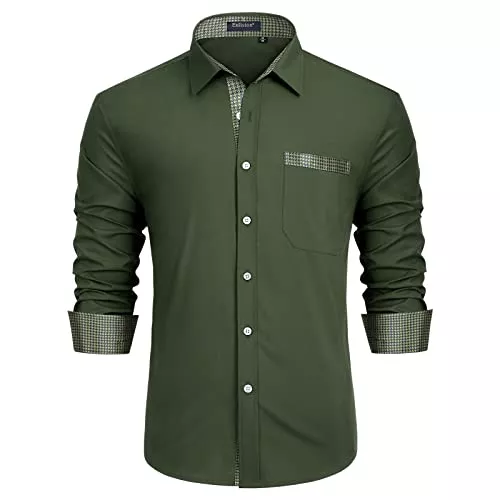 Enlision Hemden Enlision Hemd Herren Langarm Business Hemden Regular Fit Freizeithemd Männer Mordern Hochzeit Hemd mit Tasche