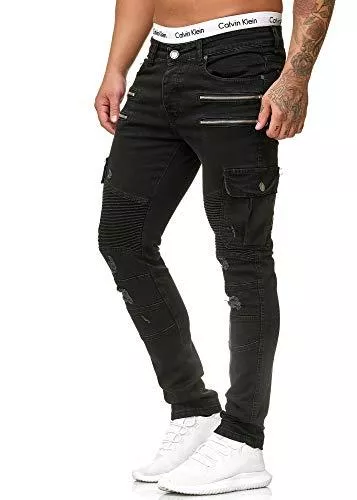 Code47 Jeans Code47 Herren Jeans Hose Denim Slim Fit Used Design Schwarz Herrenjeans Jeanshose Herrenhose Denimjeans Chinohose Chino Black Stretch Männer Men Trousers