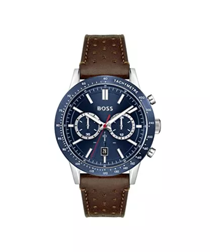 BOSS Uhren BOSS Chronograph Quarz Uhr für Herren mit Braunes Lederarmband - 1513921