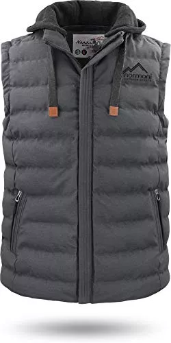 normani Westen normani Herren Weste Steppweste mit Swaet Kapuze und Stehkragen - Outdoor Weste mit wasserdichten Reißverschlüssen