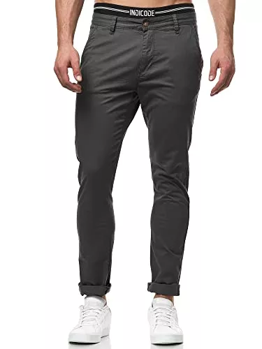 Indicode Hosen Indicode Herren Cherry Chinohose aus Baumwolle inkl. Gürtel | Lange Chino Hose 5 Taschen Stretch Herrenhose Regular Fit Stoffhose Baumwollhose gerader Schnitt f. Männer
