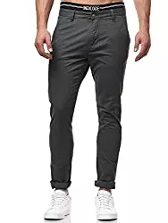 Indicode Hosen Indicode Herren Cherry Chinohose aus Baumwolle inkl. Gürtel | Lange Chino Hose 5 Taschen Stretch Herrenhose Regular Fit Stoffhose Baumwollhose gerader Schnitt f. Männer