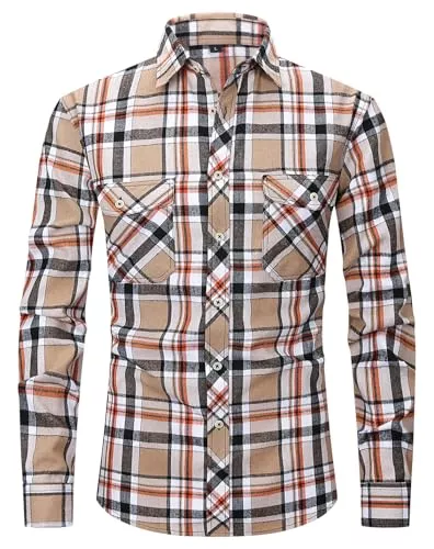 Boyzn Hemden Flanellhemd Herren Kariertes Hemd Langarm Flanell Hemden Casual Button Down Freizeithemd Hemd Herren Langarm mit Zwei Taschen