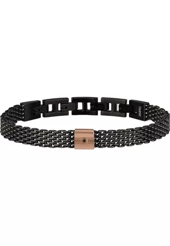 Breil Schmuck Breil Armband BLACK DIAMOND für Herren aus Edelstahl mit Diamant in der Farbe Schwarz, mit Faltverschluss, Länge: 22 cm, TJ2956