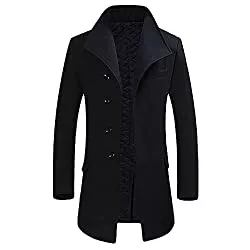 Allthemen Mäntel Allthemen Wintermantel Mantel Herren Lang Slim Fit Herrenmantel Winter Schwarz Business Mantel Herren Wolle Wollmantel