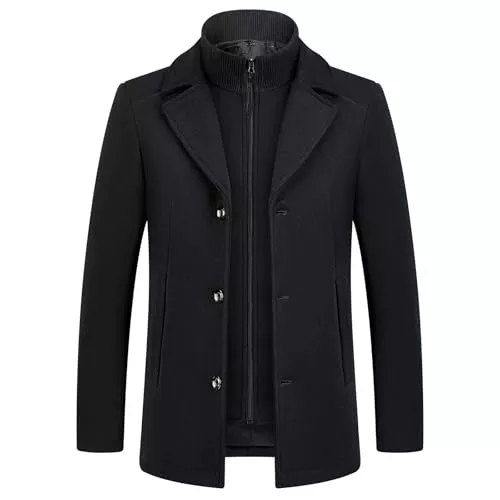 KUDMOL Mäntel KUDMOL Herren Mantel umd Weste Wollmantel Dick Wintermantel Warmer Mantel Jacke