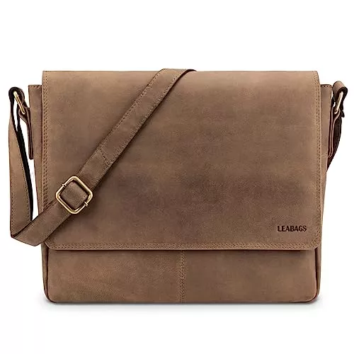 LEABAGS Taschen & Rucksäcke LEABAGS Leder Umhängetasche Herren & Damen I Echtleder Laptoptasche bis 14 Zoll I Messenger Bag mit Schultergurt I Schultertasche I Arbeitstasche I Tragetasche I Handtasche