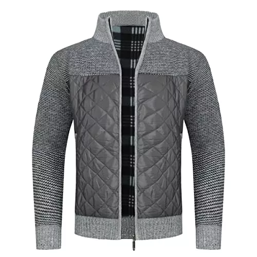 YOUTHUP Strickjacken YOUTHUP Herren Strickjacke mit Stehkragen Warme Übergangsjacke Winterjacke Outdoor