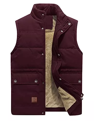 KEFITEVD Westen KEFITEVD Herren Fleeceweste Winter Warme Outdoor Weste Anglerweste Ärmellos Jacke mit Stehkragen Einschubtaschen