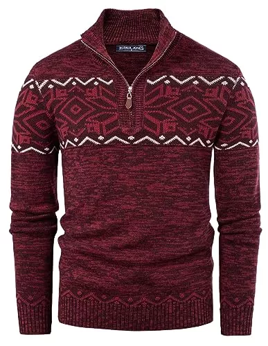 PaulJones Pullover & Strickmode PaulJones Herren Pullover Baumwolle Troyer Herren Half Zip Pullover mit Stehkragen