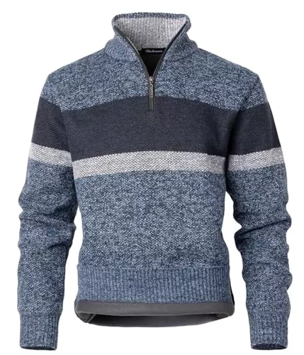 Harbrosrce Pullover & Strickmode Harbrosrce Herren 1/4 Zip Strickpullover Langarm Stehkragen Winterpulli Pullover Fleece Gefüttert Arbeitspullover Farbverlauf Sweatshirt mit Reißverschluss